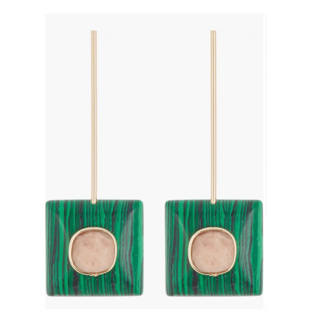 Nakamol Chicago Malachite Square Drop Earrings Nwt 48$